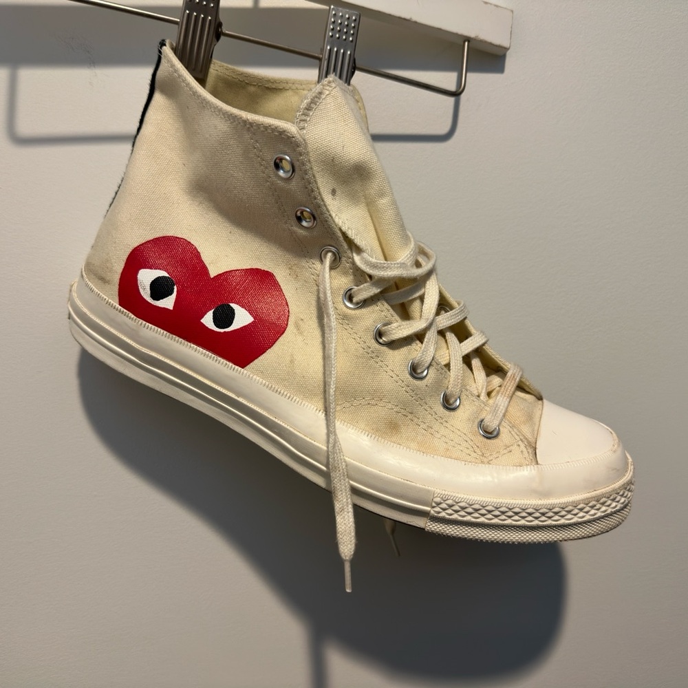 Comme des Garcons Cream and Red Athletic High-Tops
